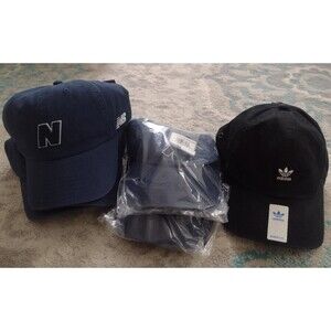 Lot of 6 new with tags hats, 5 New Balance unisex, 1 Womens Adidas adjustable